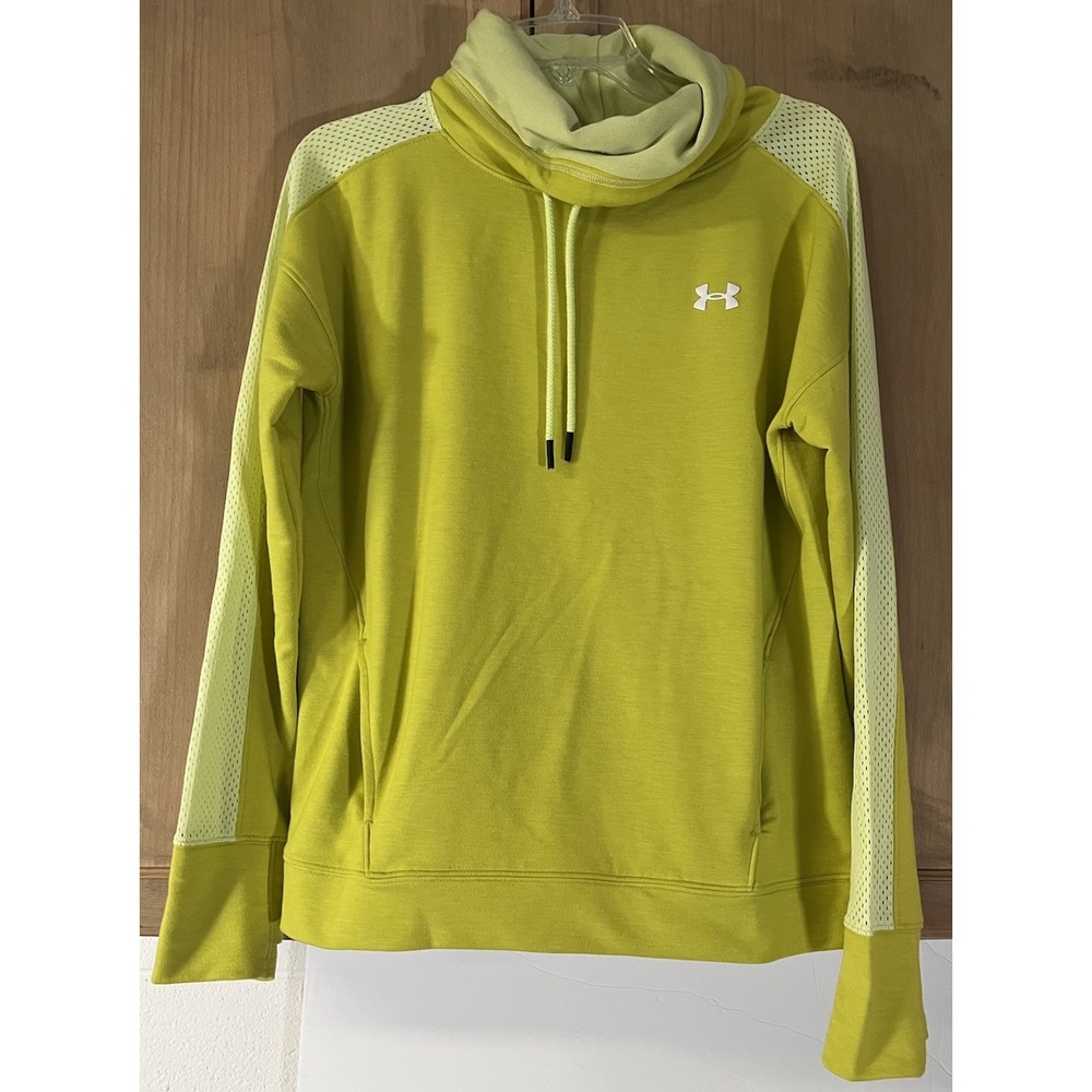 Under Armour Sweatshirt Women's Med Yellow Sweater Loose‎ Fit MockNeck Athletic